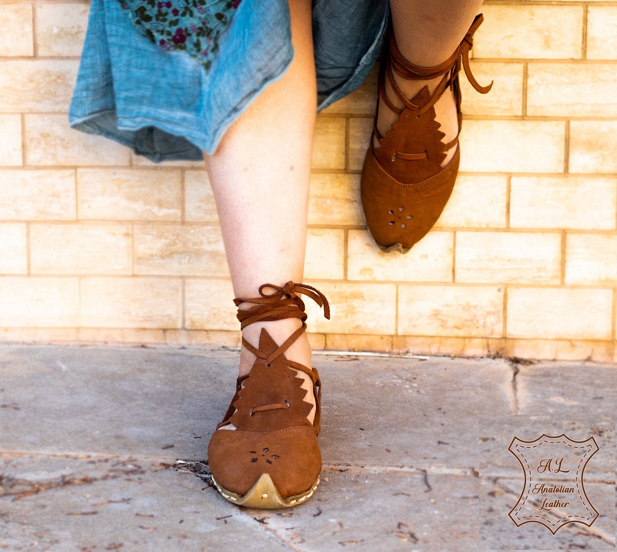  Lace-up ladies long suede brown