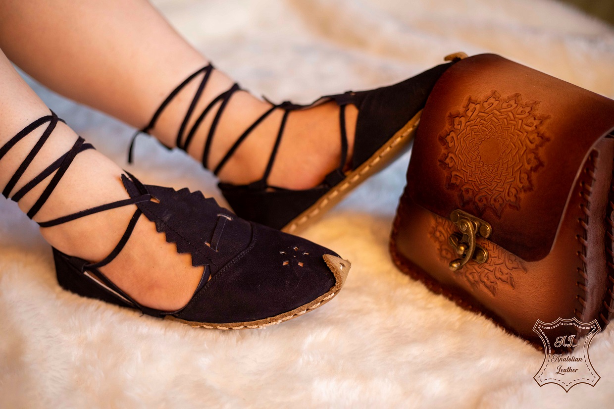  Laced womens long suede navy blue